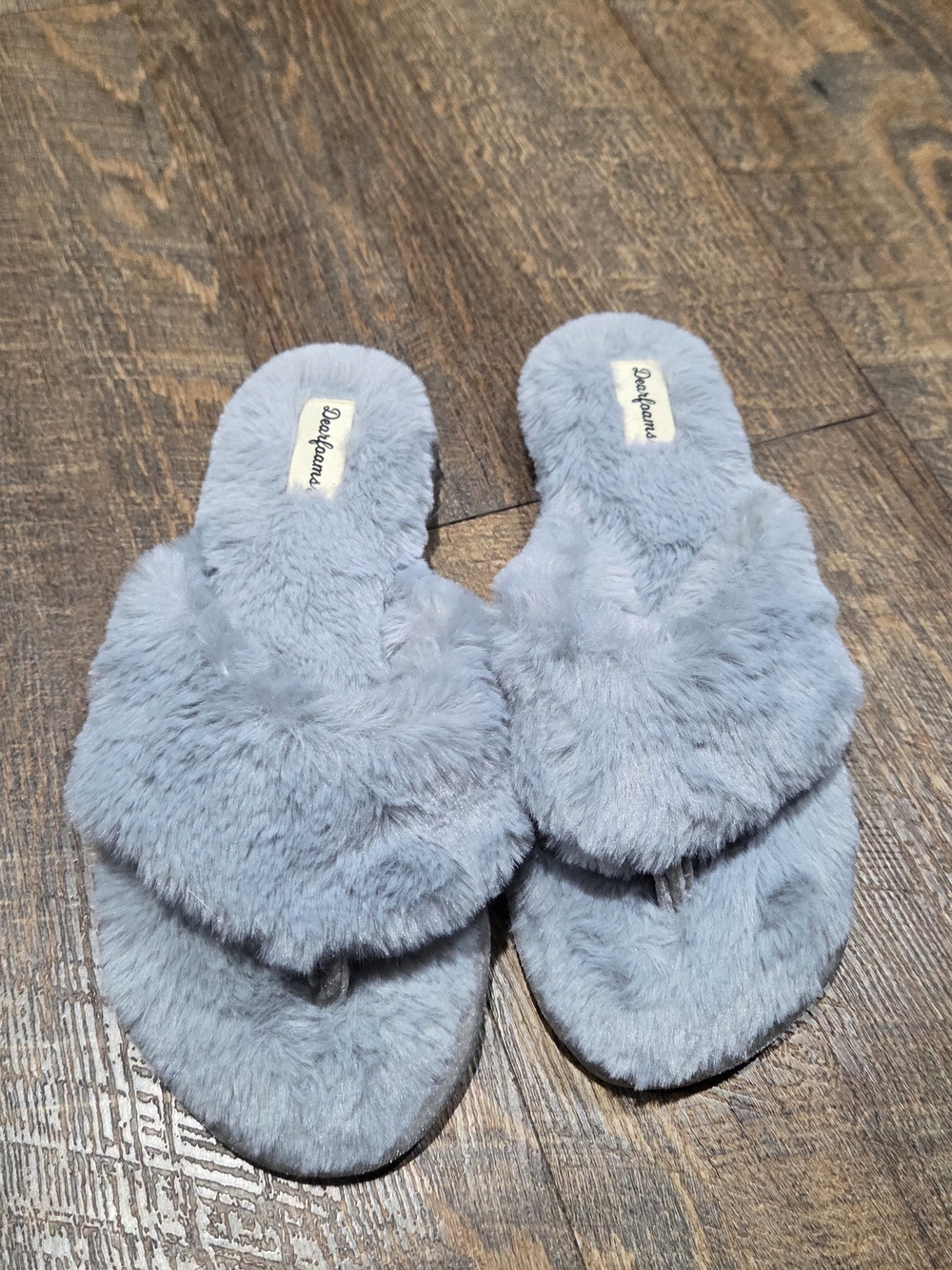 dearfoams Plush Faux-Fur Slide Slippers - Light Blue